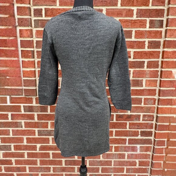 Hot Shot Mini Sweater Dress Tunic Medium Gray Whimsical Owl Graphic - Picture 3 of 8